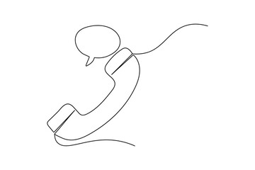 Call icon continuous one line drawing minimalist style outline isolated vector illustration
