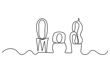 Continuous one line vector illustration of cactus on top minimal black and white abstract houseplant drawing
