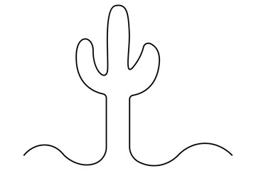 Continuous one line vector illustration of cactus on top minimal black and white abstract houseplant drawing
