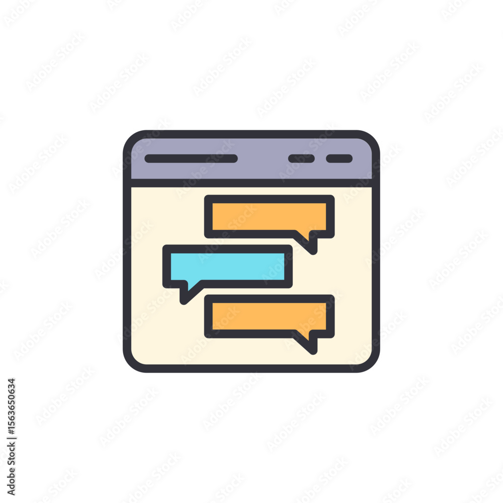 Poster website interface with message bubbles for online communication display