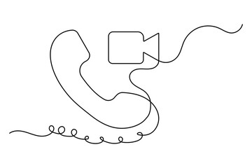 Call icon continuous one line drawing minimalist style outline isolated vector illustration
