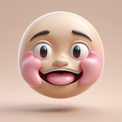 Fototapeta premium Adorable 3D Render of a Happy Emoji with Rosy Cheeks