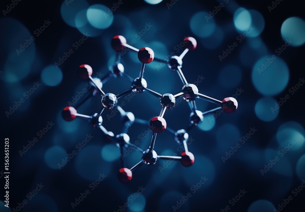 Poster vector illustration molecule,connected lines with dots,technology on blue background. abstract inter
