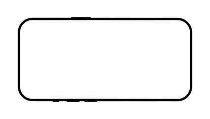 Smartphone frame. Blank smart phone screen. Gadget symbol. Device front view. Sign for website design, ui, mobile app.  Mobile phone black horizontal icon on white background.