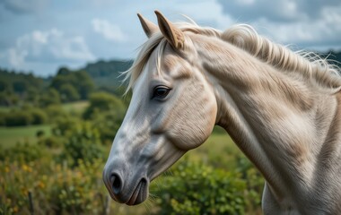 Horse Portrait with Grass Background