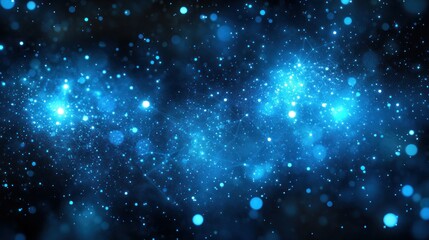 Fototapeta premium Azure cosmic dust cloud glows in night sky