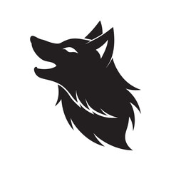 Stylized Howling Wolf Head Profile Design