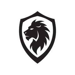 Lion Head Inside Shield Frame Silhouette