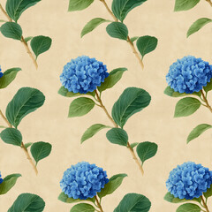 blue Hydrangea seamless pattern background