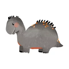 Fototapete Black dinosaur. Baby ancient dino. Cartoon monochrome dino on isolated background © Ilona