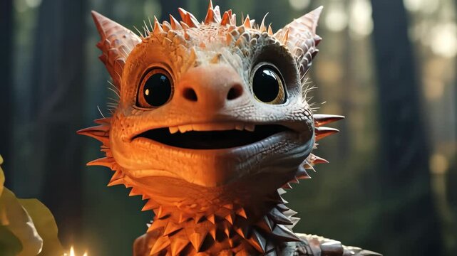 cartoon dragon with friendly expression and bright colors, mascot, statue, entertainment, children's industry