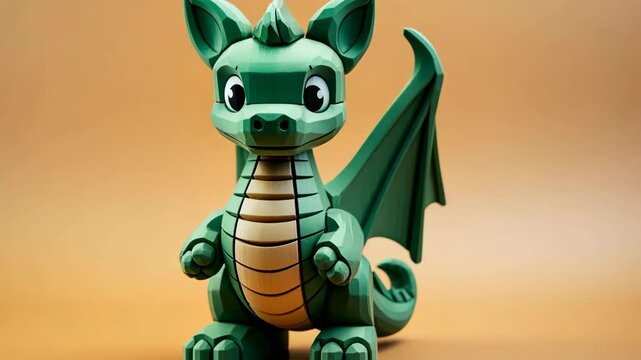 cartoon dragon with friendly expression and bright colors, mascot, statue, entertainment, children's industry