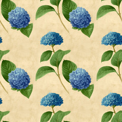 blue Hydrangea seamless pattern background