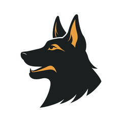 Howling German Shepherd Dog Head Silhouette