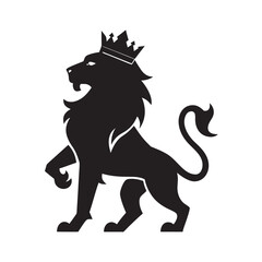 Lion Wearing Royal Crown Theme Silhouette