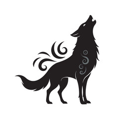 Wolf Howling In Wind Swirl Scene