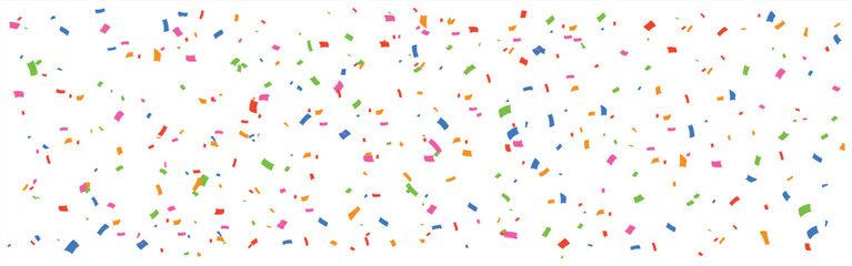 Colorful confetti isolated on white background border frame repeat pattern. Great for a birthday party or an event celebration invitation or decor. Surface pattern design
