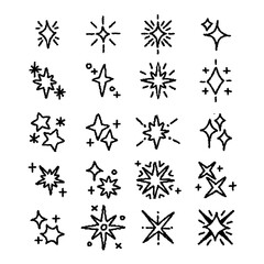Set of Hand Drawn Sparkles