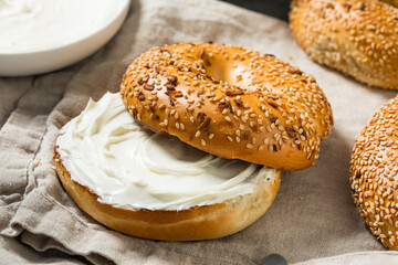 Homemade Everything Bagel with Cream Cheese