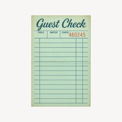 Vintage restaurant guest check