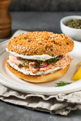 Healthy Homemade Lox Bagel Sandwich