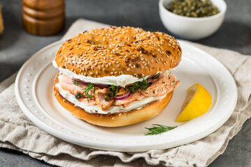Healthy Homemade Lox Bagel Sandwich