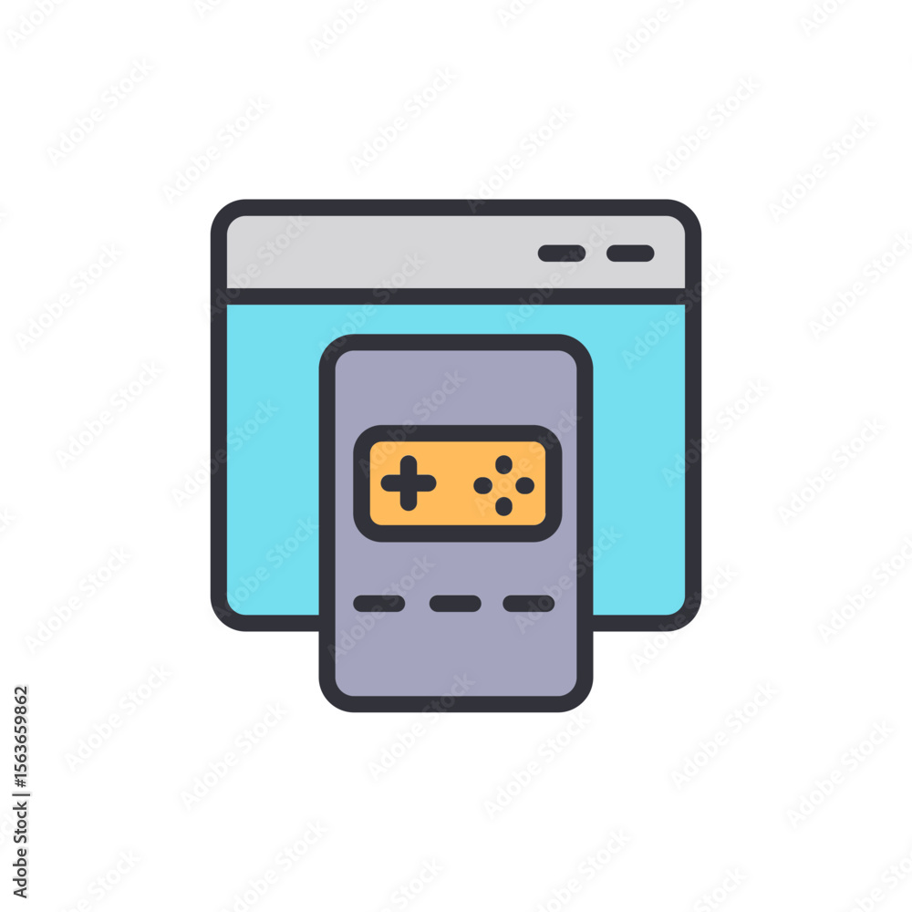 Poster portable gaming console displayed on computer screen for online play