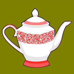 a vector illustrations  of a antque porcelain teapot