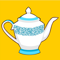 a vector illustrations  of a antque porcelain teapot
