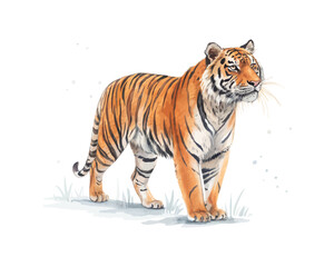 watercolor Tiger vector illustration isolated on white background