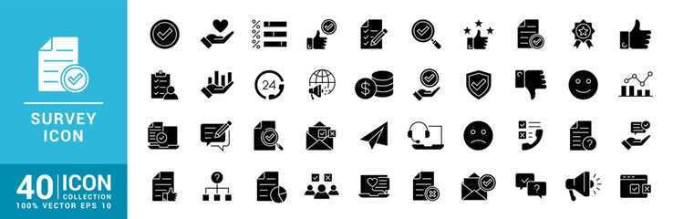 Collection of survey icons. Feedback, vote, rating, quality. Vector design template EPS 10.