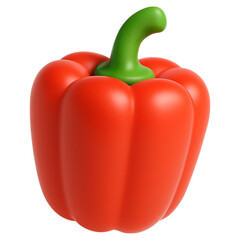 Vibrant Red Bell Pepper 3d icon on transparent background