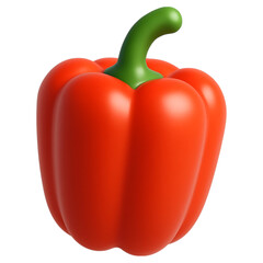 Vibrant Red Bell Pepper 3d icon on transparent background