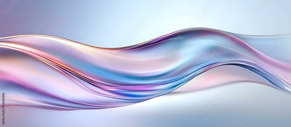 Poster smooth flowing waves in soft pink and blue gradient colors create dynamic abstract background with g