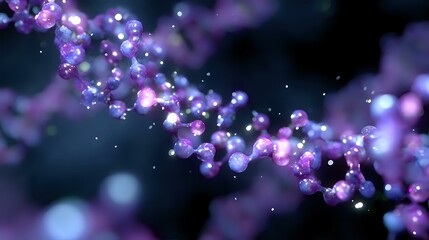 Magical purple bokeh lights on dark background with glowing particles and sparkles creating dreamy atmospheric effect. Perfect for festive designs.