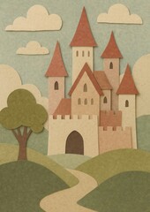 Fototapeta premium Whimsical castle paper art