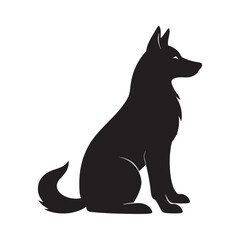 German Shepherd Guard Position Howling Silhouette