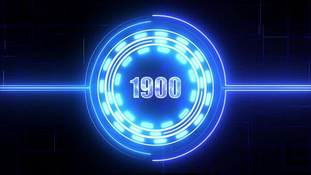 1900 text with screen effects of technological failures. Concept of counting years. Past year technology concept