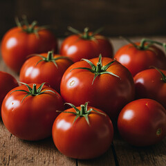Bunch of ripe delicious red cherry tomatoes close-up