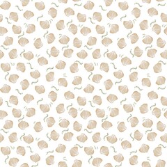 Seamless watercolor pattern with beige seashells on a white background. Hand-painted ocean design for textiles, packaging, and summer-themed decor.