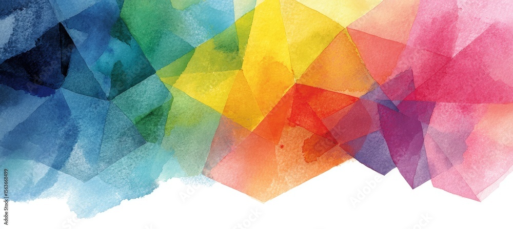 Poster rainbow colorful polygonal geometry background. generative ai technology.