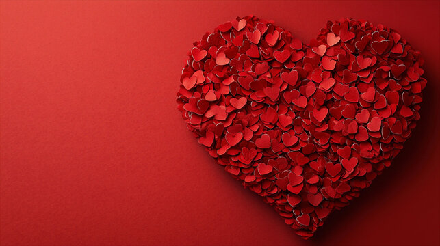 Red romantic background with floating hearts for banners