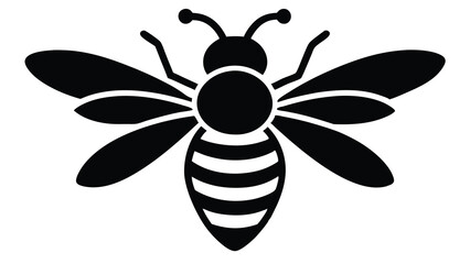 Fototapeta premium Bee Icon Black and White Honeybee Silhouette