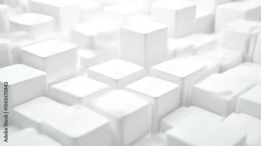 Poster abstract 3d rendering of white cubes in a visually appealing and modern composition