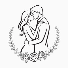 Romantic kissing love art vector illustration 