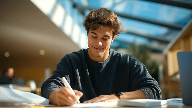 Team Member Proposing Strategy in Office Setting Writing with Pen