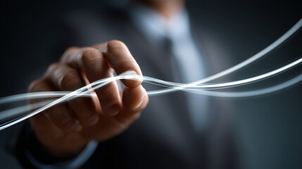 Businessman analyzing growth chart on laptop finance insights corporate environment professional viewpoint