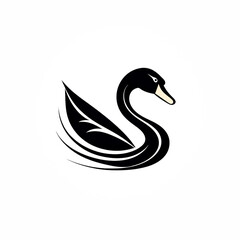 Modern black swan logo silhouette drawing