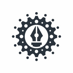 Obraz premium Creative Pen Tool Gear Icon vector Design.