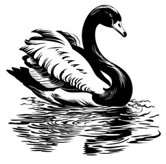 Modern black swan logo silhouette drawing